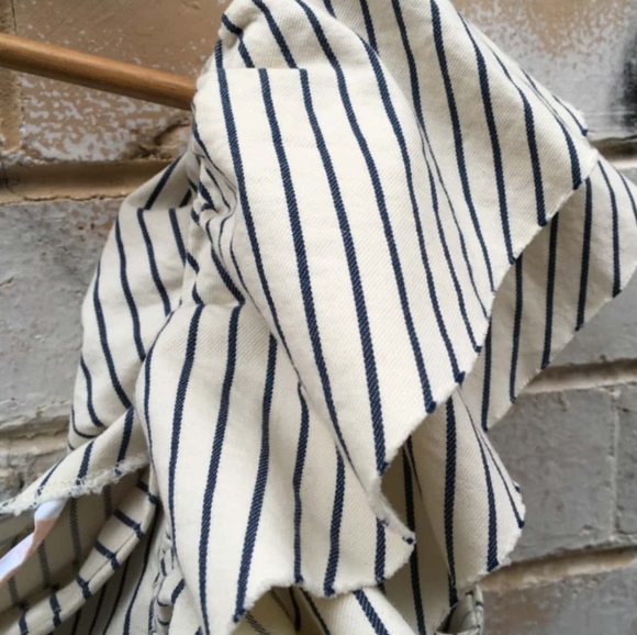 ZARA Denimwear Stripe Ruffle One Shoulder Mini Dress NWT - Picture 6 of 7